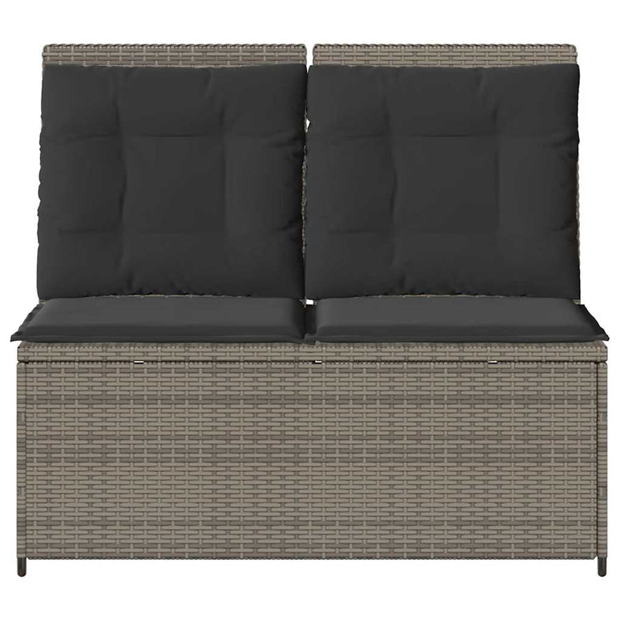 Tuinbankje Verstelbaar Met Kussens Poly Rattan 1 Grijs