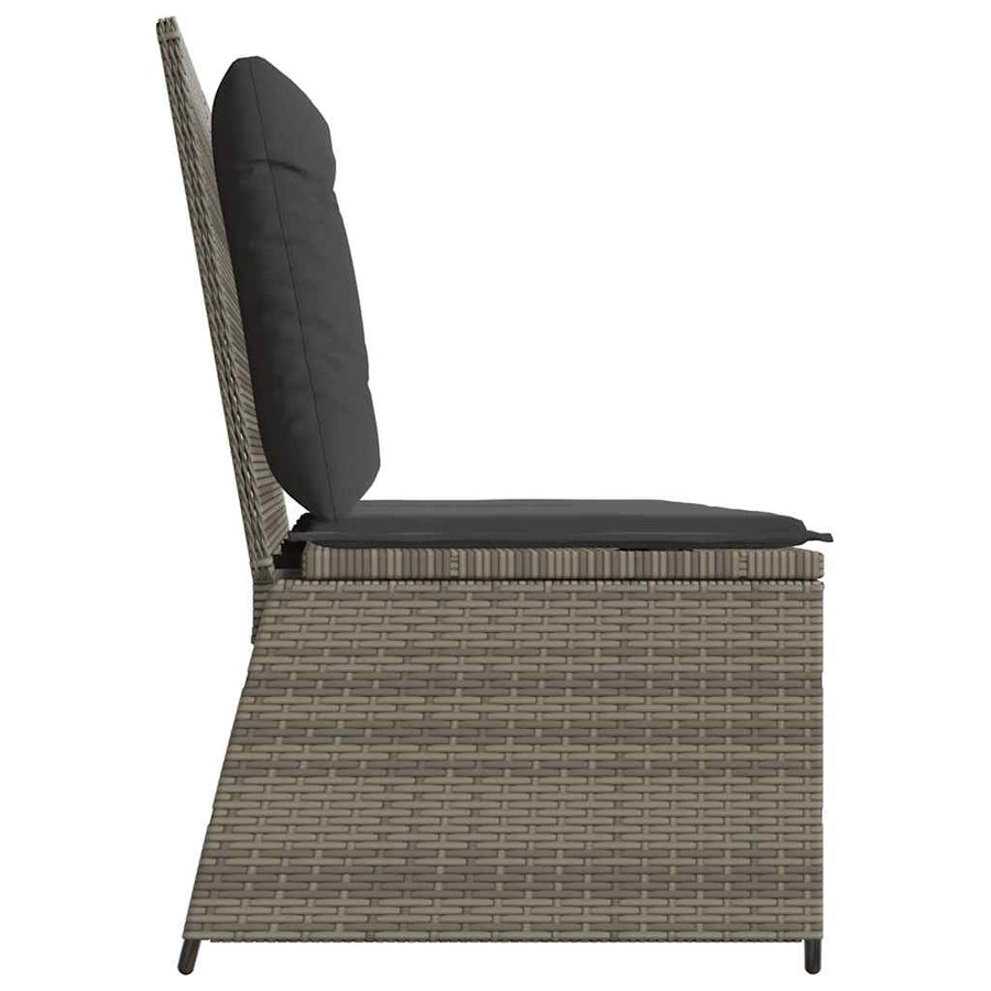 Tuinbankje Verstelbaar Met Kussens Poly Rattan 1 Grijs
