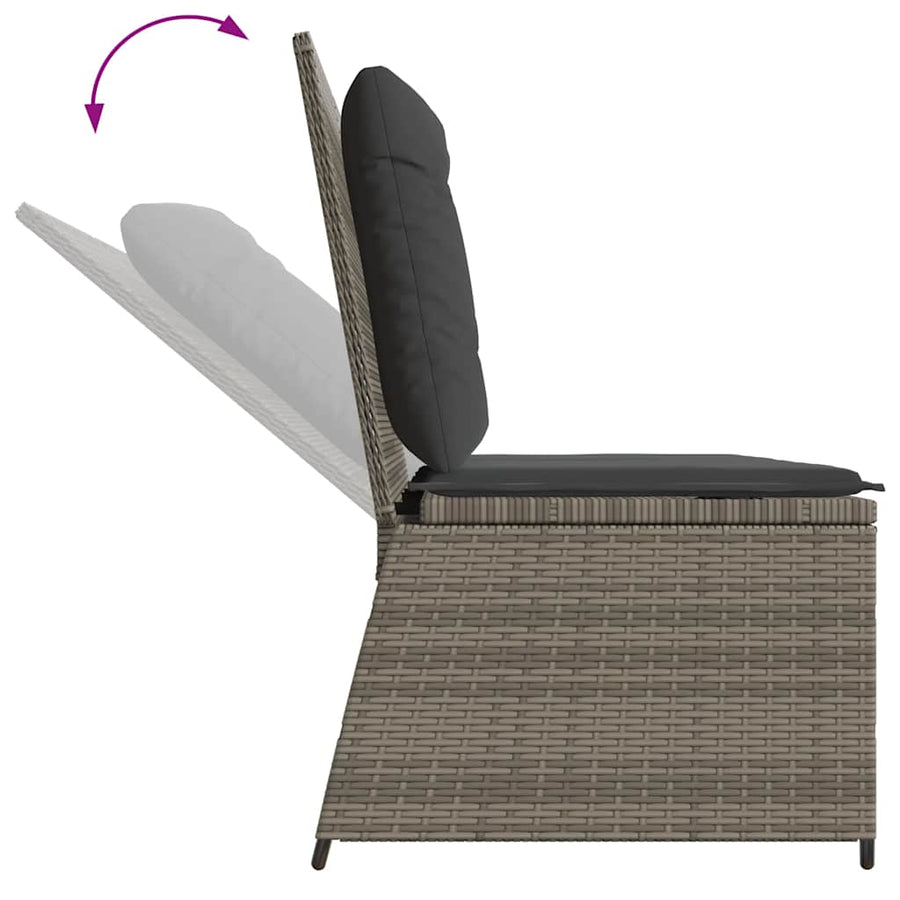 Tuinbankje Verstelbaar Met Kussens Poly Rattan 1 Grijs