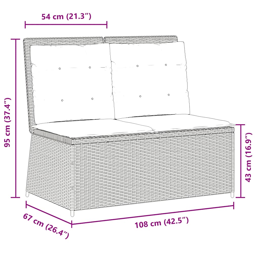 Tuinbankje Verstelbaar Met Kussens Poly Rattan 1 Grijs