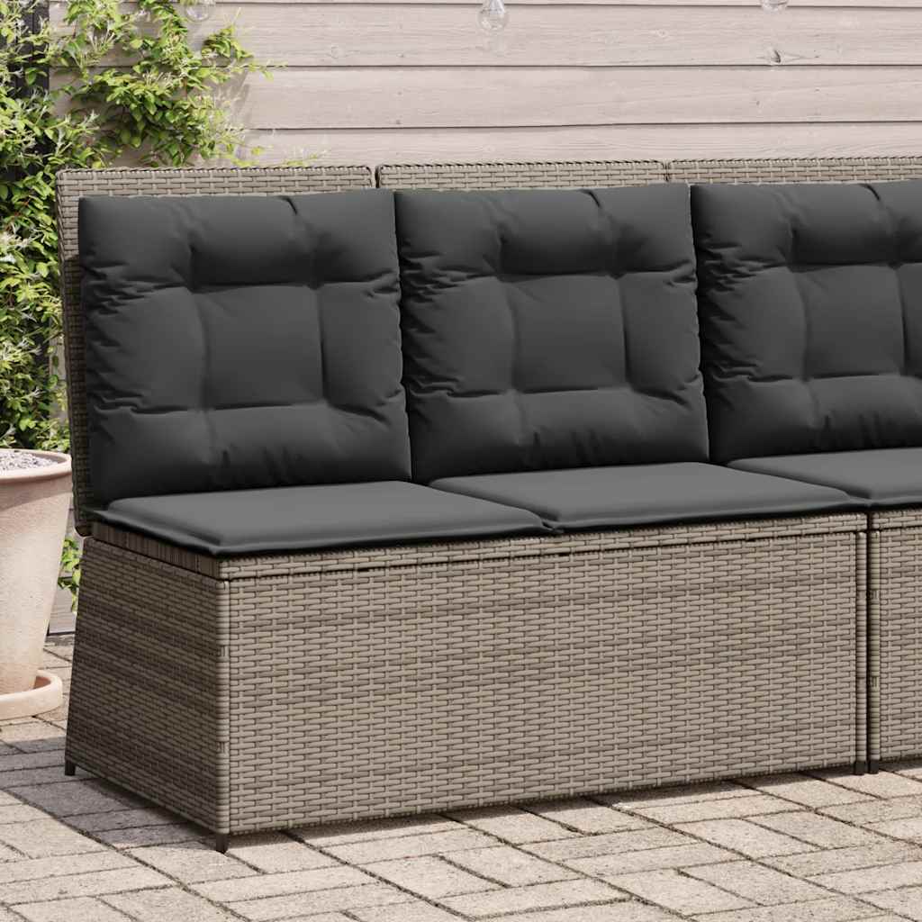 Tuinbankje Verstelbaar Met Kussens Poly Rattan 1 Grijs
