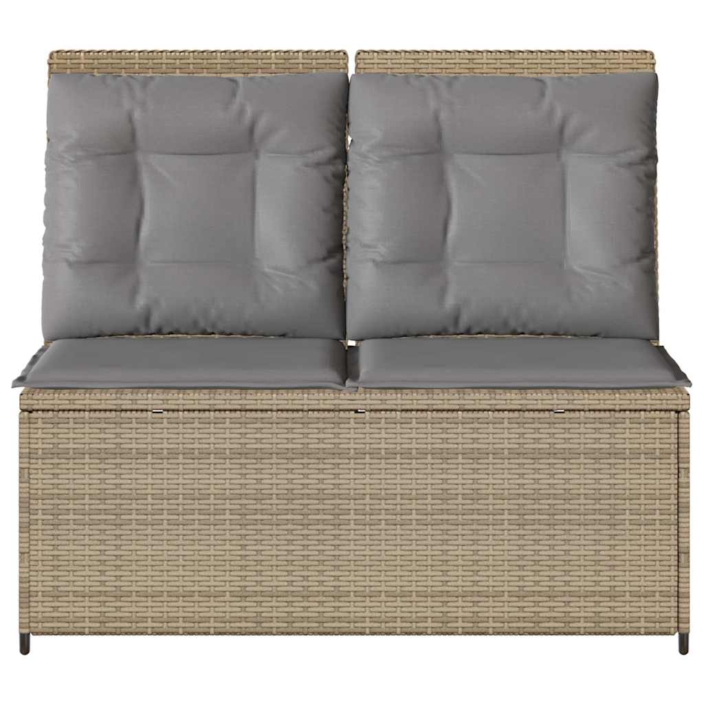 Tuinbankje Verstelbaar Met Kussens Poly Rattan 1 Beige en grijs