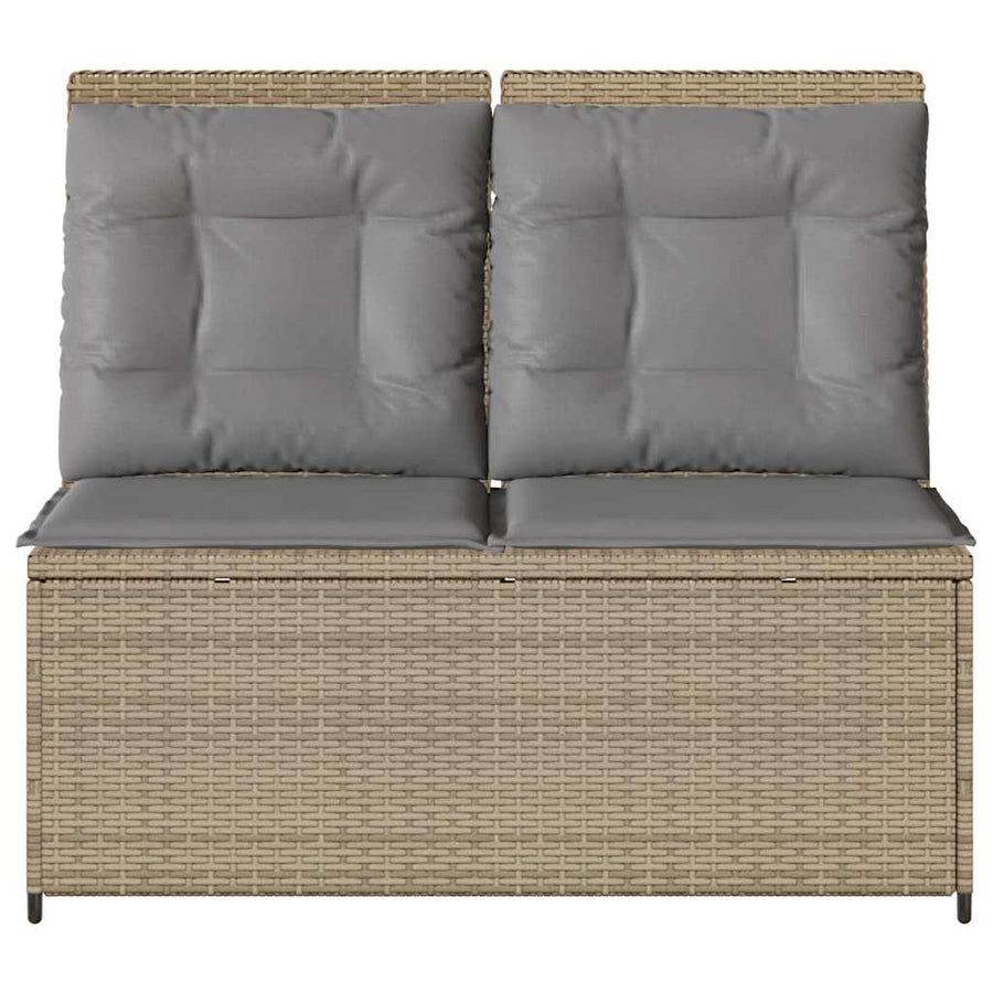 Tuinbankje Verstelbaar Met Kussens Poly Rattan 1 Beige en grijs