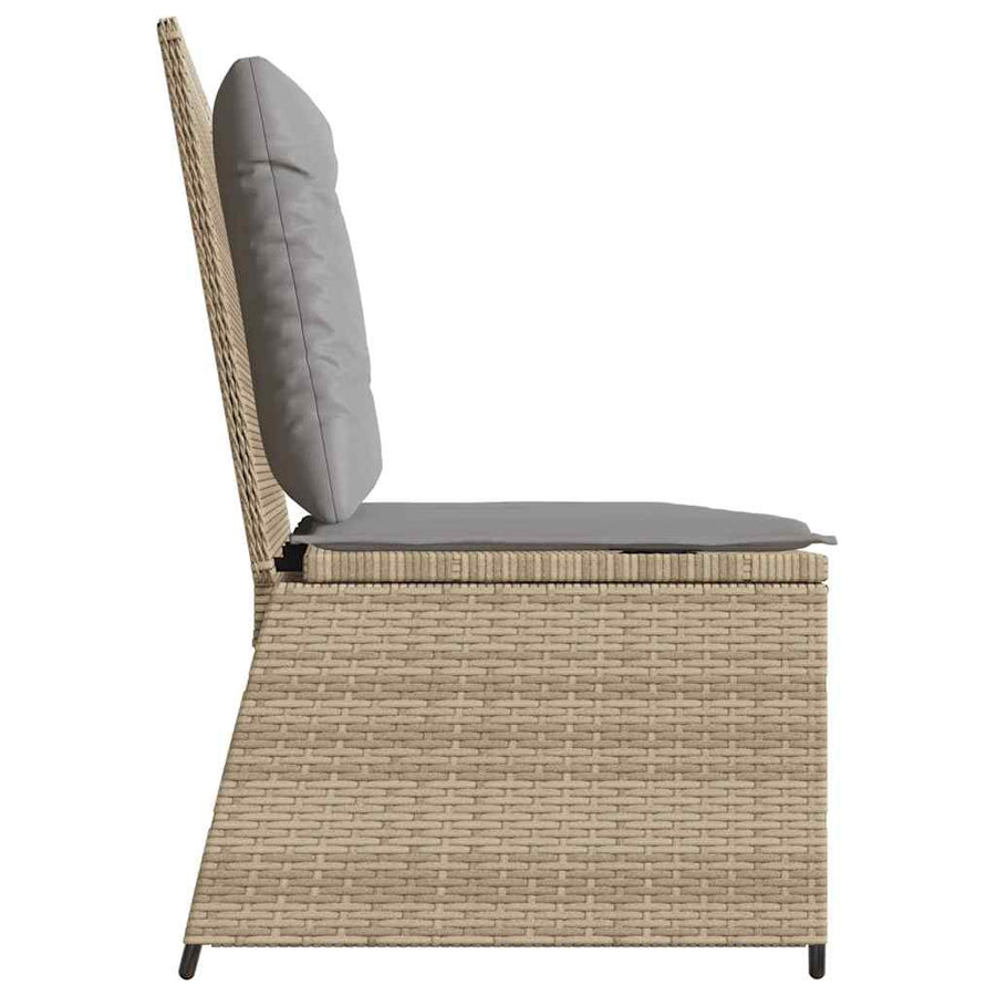 Tuinbankje Verstelbaar Met Kussens Poly Rattan 1 Beige en grijs