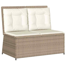 Tuinbankje Verstelbaar Met Kussens Poly Rattan 1 beige en crèmekleurig