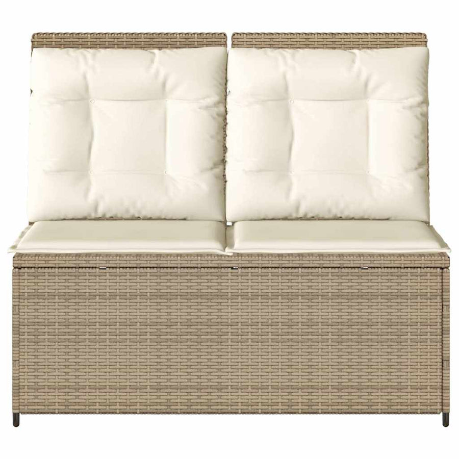 Tuinbankje Verstelbaar Met Kussens Poly Rattan 1 beige en crèmekleurig