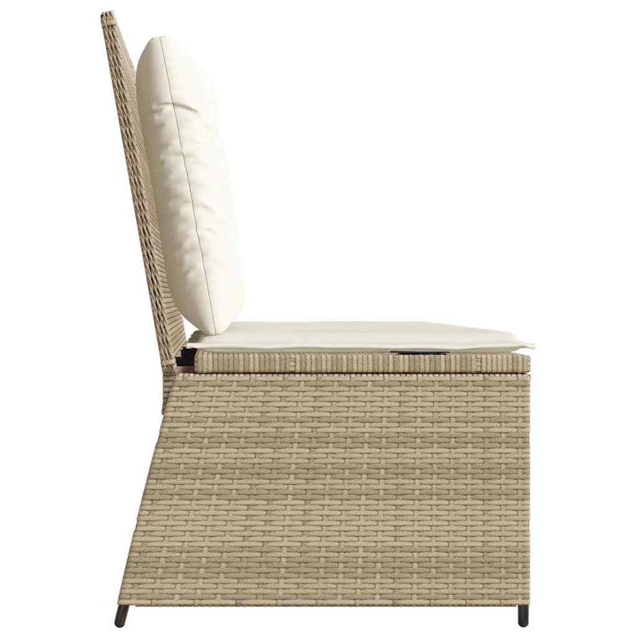 Tuinbankje Verstelbaar Met Kussens Poly Rattan 1 beige en crèmekleurig