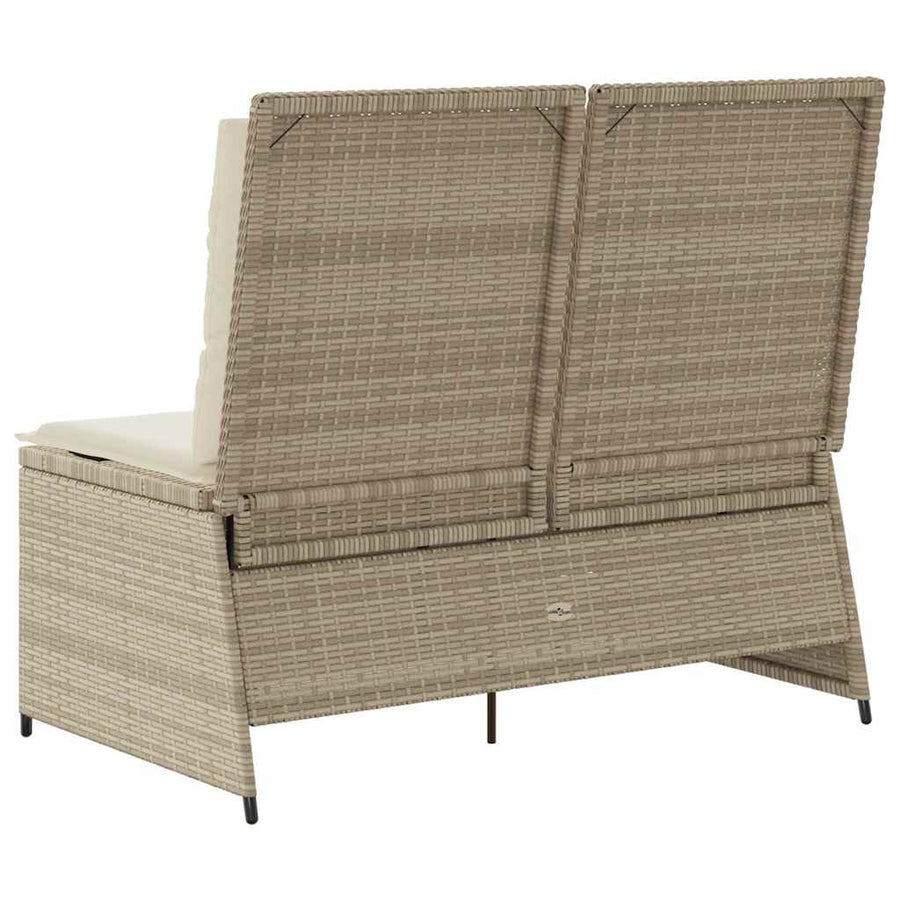 Tuinbankje Verstelbaar Met Kussens Poly Rattan 1 beige en crèmekleurig