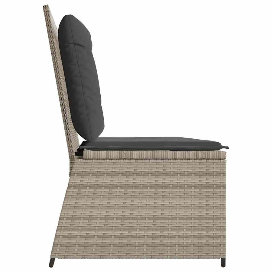 Tuinbankje Verstelbaar Met Kussens Poly Rattan 1 Lichtgrijs
