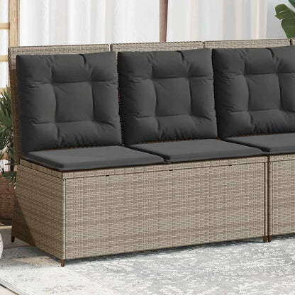 Tuinbankje Verstelbaar Met Kussens Poly Rattan 1 Lichtgrijs