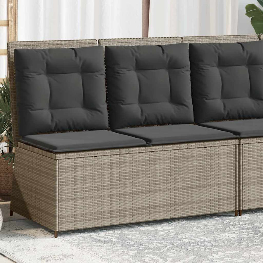 Tuinbankje Verstelbaar Met Kussens Poly Rattan 1 Lichtgrijs