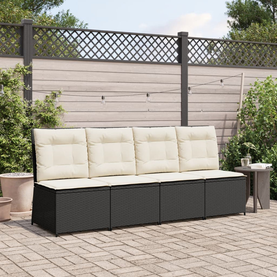 Tuinbank Verstelbaar Met Kussens Poly Rattan 1 Zwart