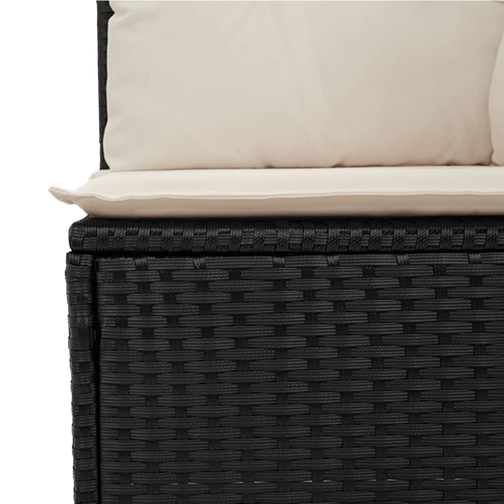 Tuinbank Verstelbaar Met Kussens Poly Rattan 1 Zwart