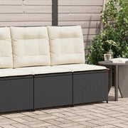 Tuinbank verstelbaar poly rattan zwart met kussens