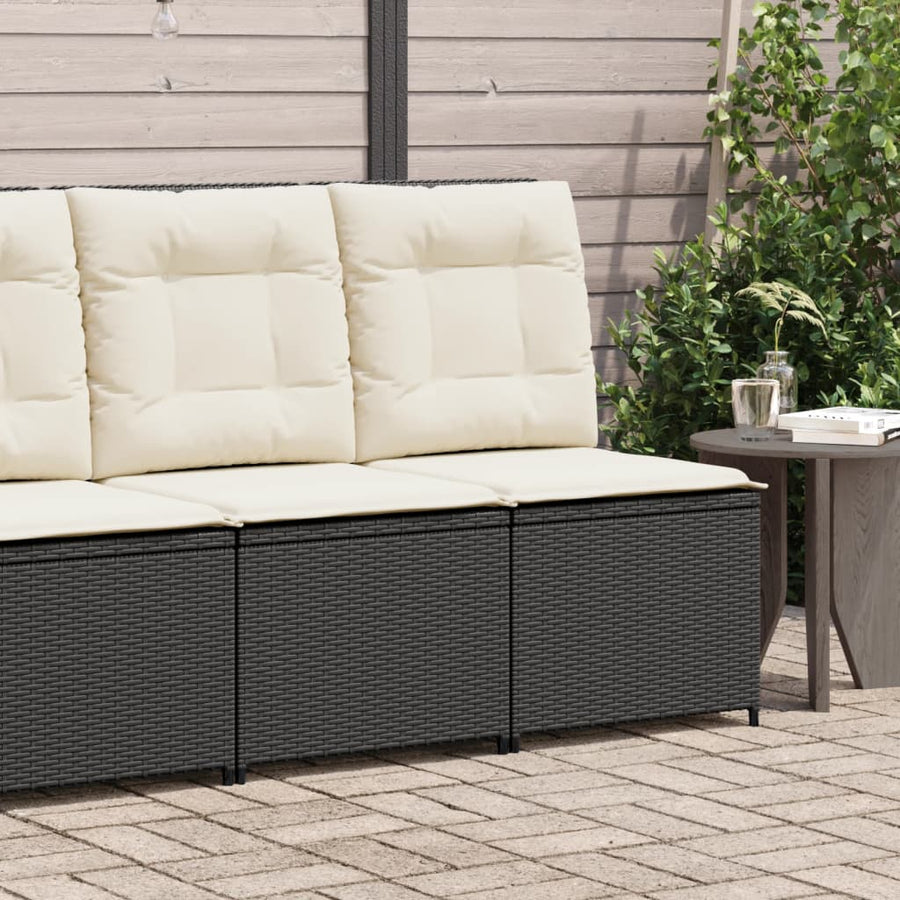 Tuinbank Verstelbaar Met Kussens Poly Rattan 1 Zwart