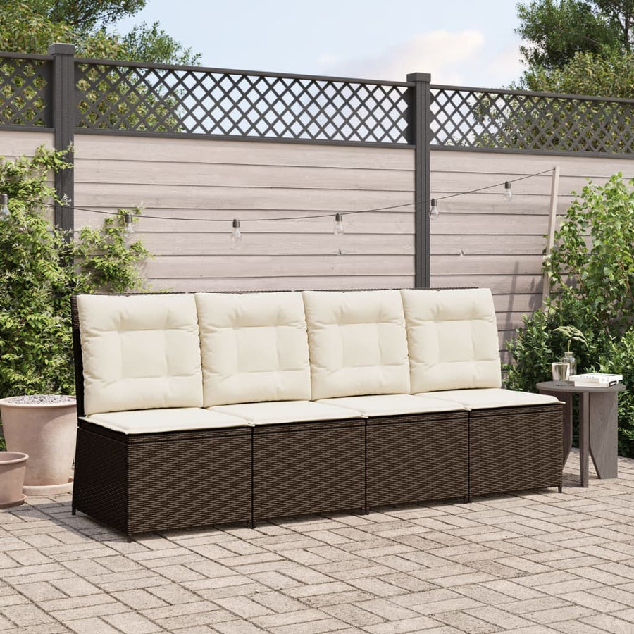 Tuinbank Verstelbaar Met Kussens Poly Rattan 1 Bruin