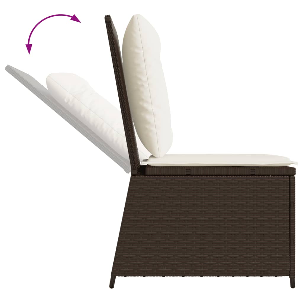 Tuinbank Verstelbaar Met Kussens Poly Rattan 1 Bruin