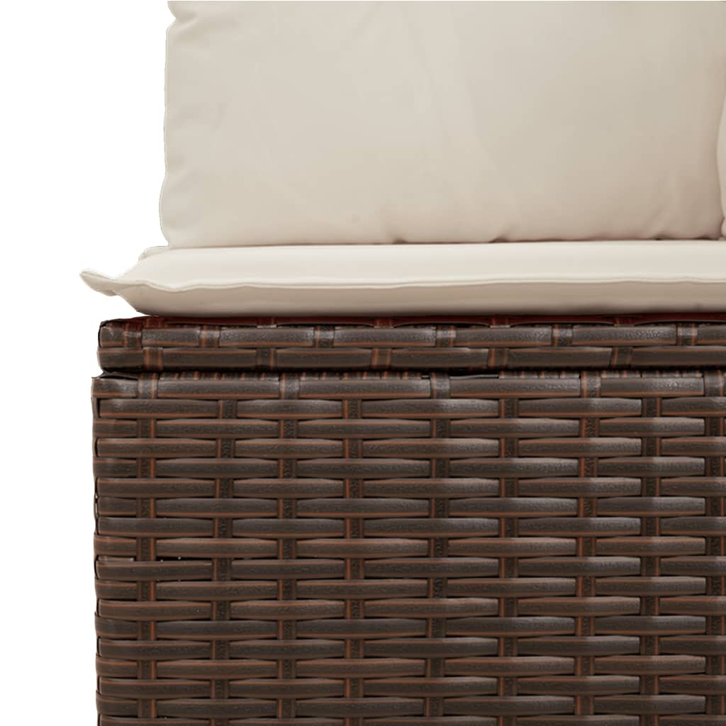 Tuinbank Verstelbaar Met Kussens Poly Rattan 1 Bruin