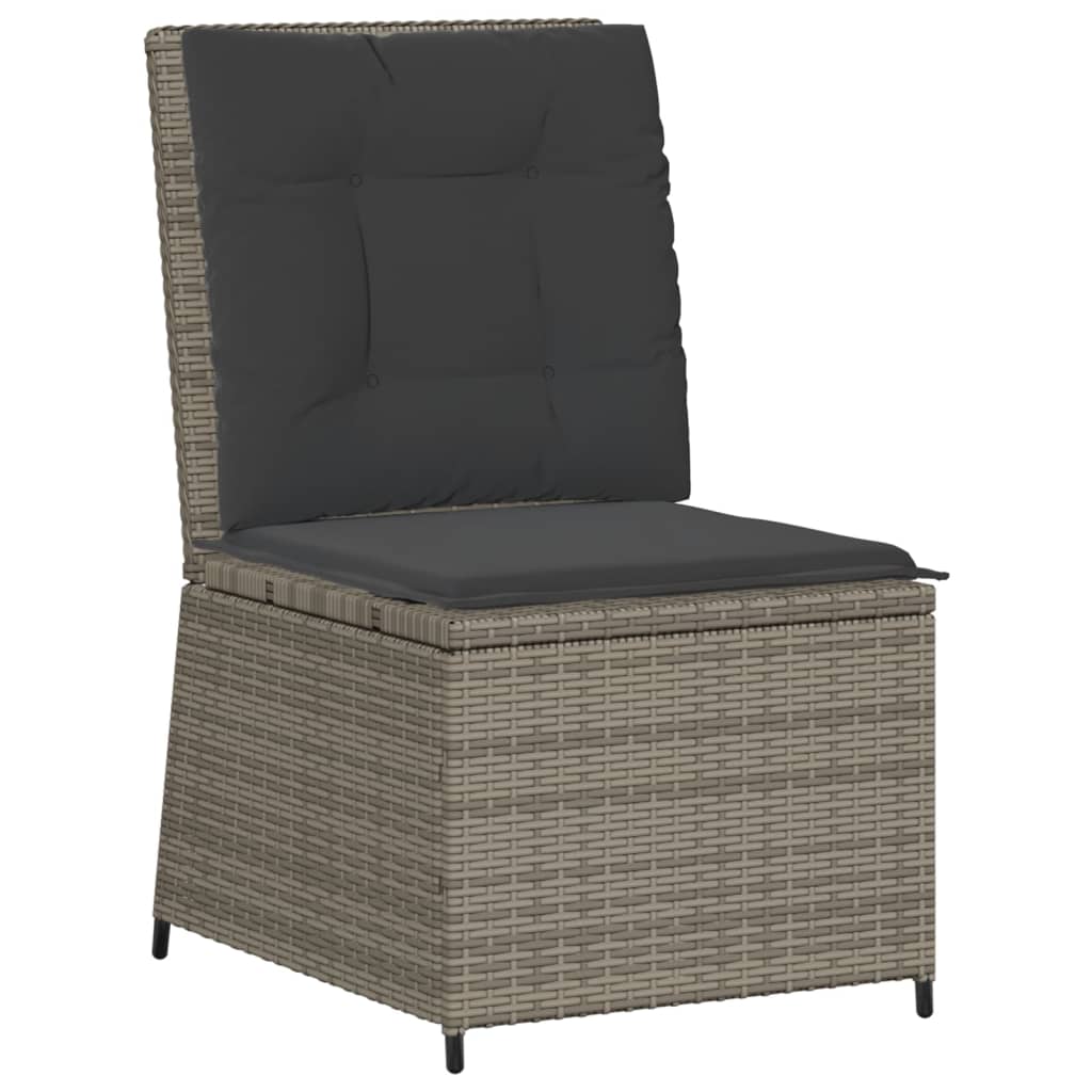 Tuinbank Verstelbaar Met Kussens Poly Rattan 1 Grijs