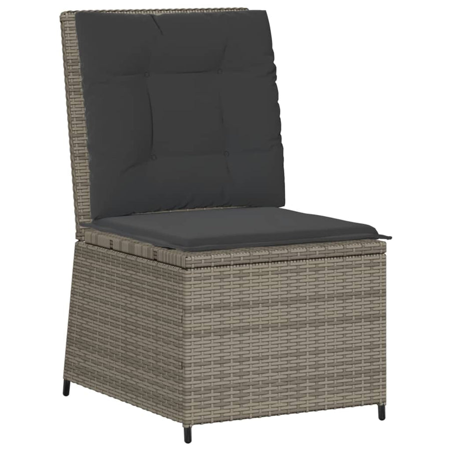 Tuinbank Verstelbaar Met Kussens Poly Rattan 1 Grijs