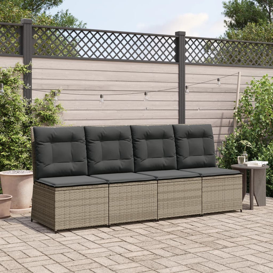 Tuinbank Verstelbaar Met Kussens Poly Rattan 1 Grijs
