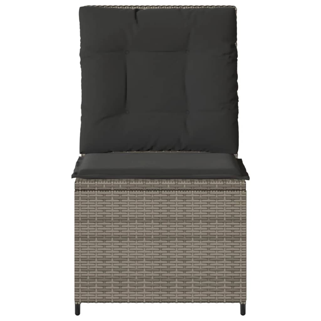 Tuinbank Verstelbaar Met Kussens Poly Rattan 1 Grijs