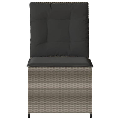 Tuinbank Verstelbaar Met Kussens Poly Rattan 1 Grijs