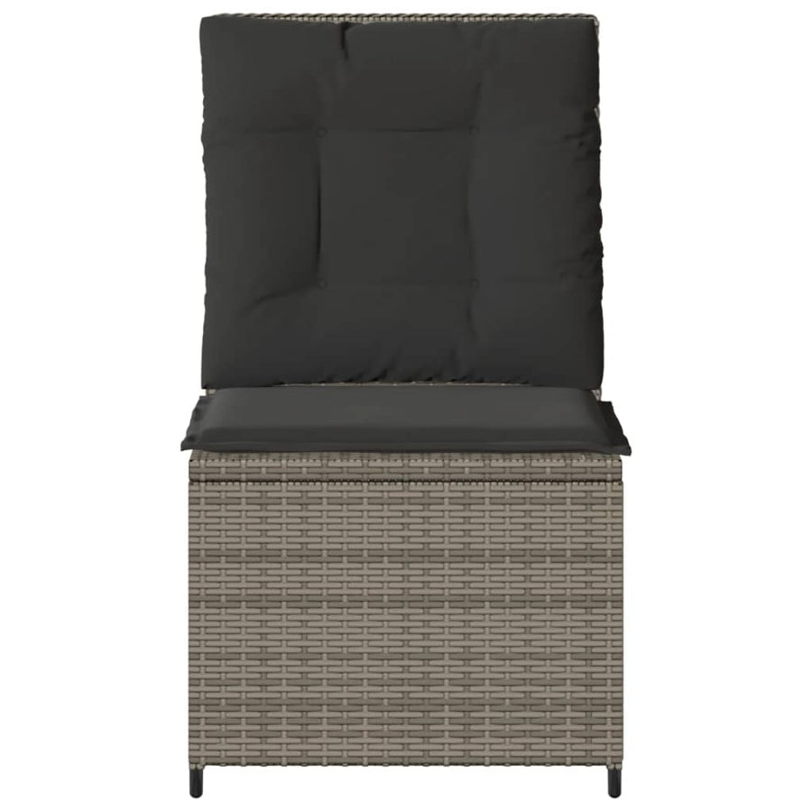 Tuinbank Verstelbaar Met Kussens Poly Rattan 1 Grijs