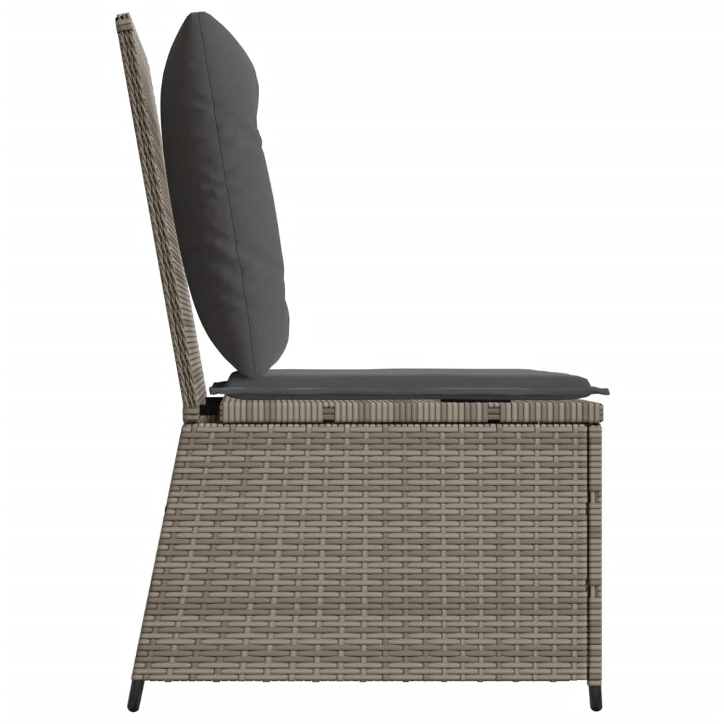 Tuinbank Verstelbaar Met Kussens Poly Rattan 1 Grijs