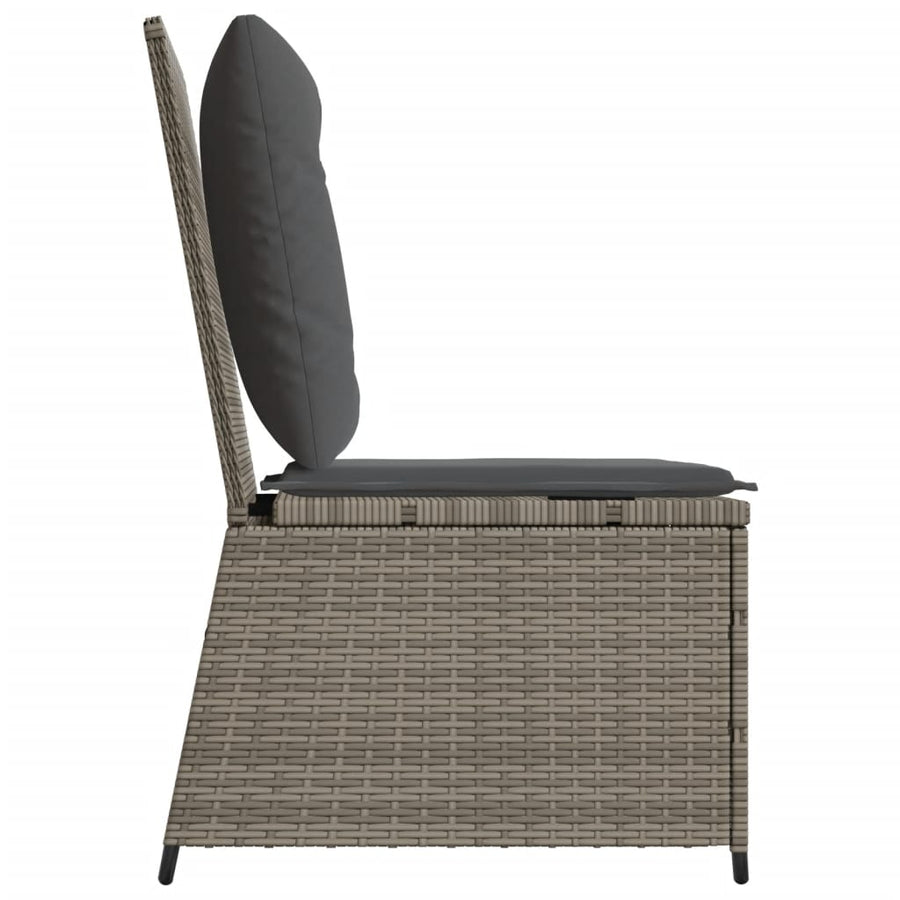 Tuinbank Verstelbaar Met Kussens Poly Rattan 1 Grijs