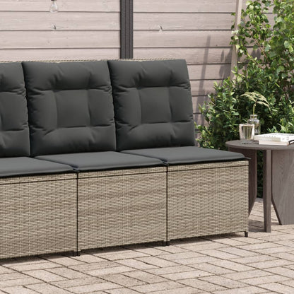 Tuinbank Verstelbaar Met Kussens Poly Rattan 1 Grijs