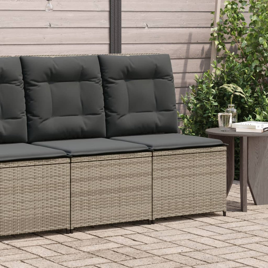 Tuinbank Verstelbaar Met Kussens Poly Rattan 1 Grijs