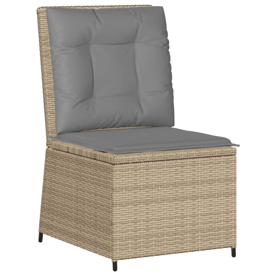Tuinbank Verstelbaar Met Kussens Poly Rattan 1 Beige en grijs