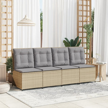 Tuinbank Verstelbaar Met Kussens Poly Rattan 1 Beige en grijs