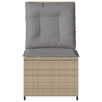 Tuinbank Verstelbaar Met Kussens Poly Rattan 1 Beige en grijs