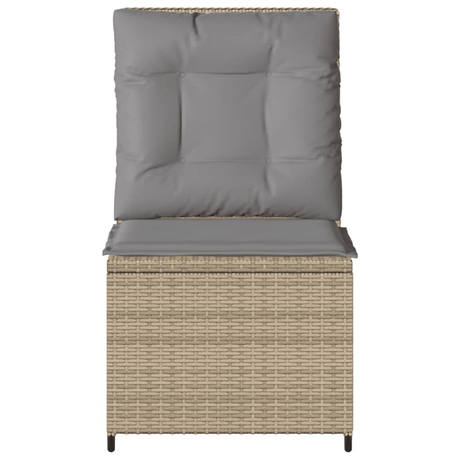 Tuinbank Verstelbaar Met Kussens Poly Rattan 1 Beige en grijs