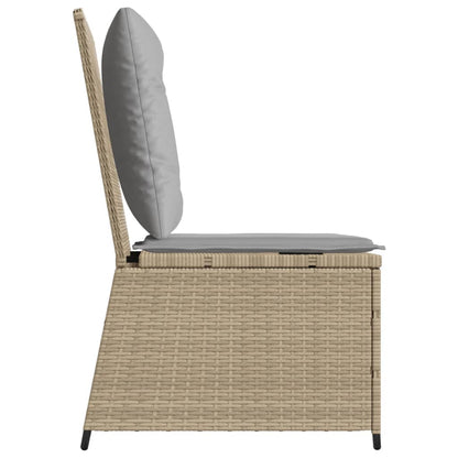 Tuinbank Verstelbaar Met Kussens Poly Rattan 1 Beige en grijs