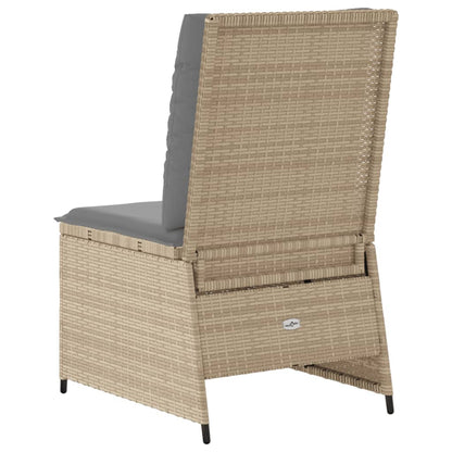 Tuinbank Verstelbaar Met Kussens Poly Rattan 1 Beige en grijs