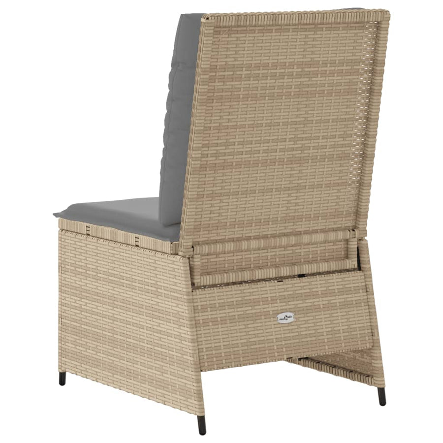 Tuinbank Verstelbaar Met Kussens Poly Rattan 1 Beige en grijs
