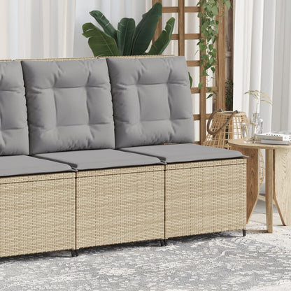 Tuinbank Verstelbaar Met Kussens Poly Rattan 1 Beige en grijs