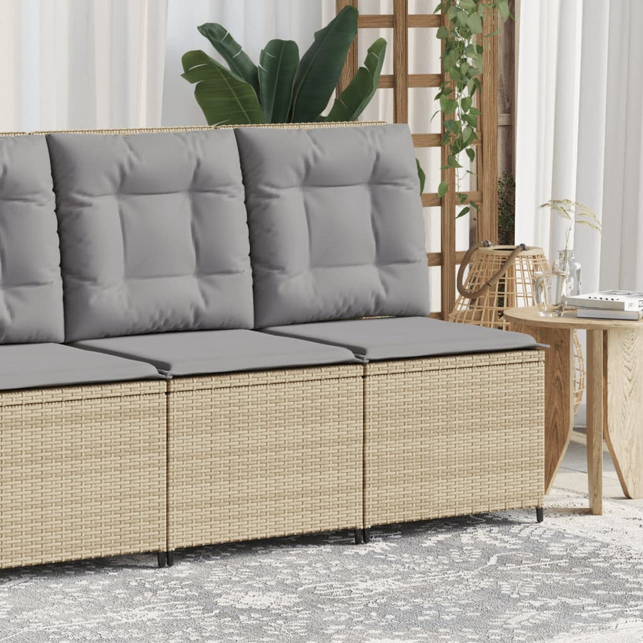 Tuinbank Verstelbaar Met Kussens Poly Rattan 1 Beige en grijs