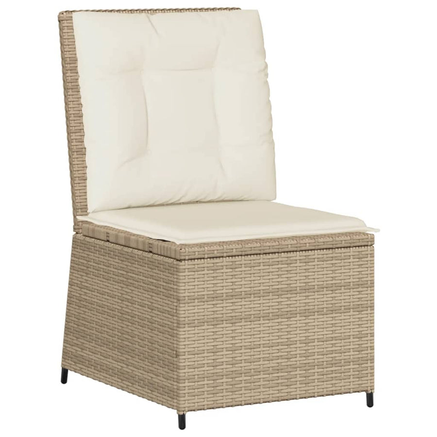 Tuinbank Verstelbaar Met Kussens Poly Rattan 1 beige en crèmekleurig
