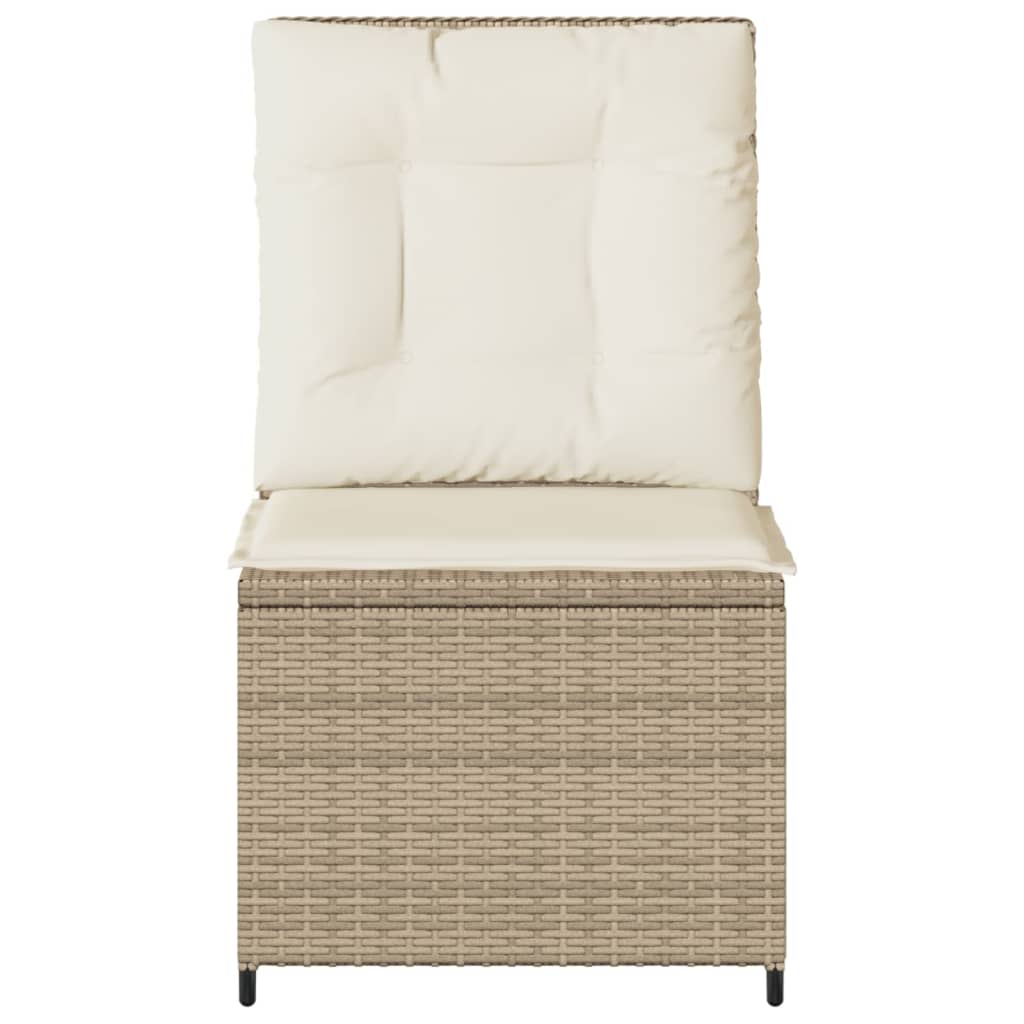 Tuinbank Verstelbaar Met Kussens Poly Rattan 1 beige en crèmekleurig