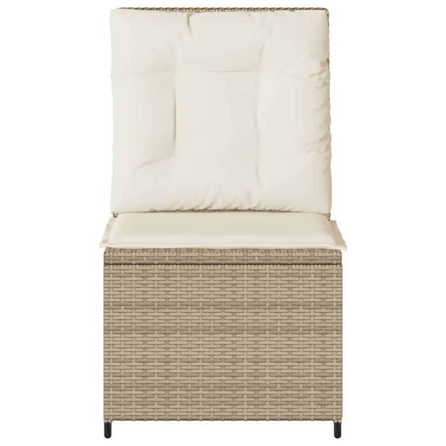 Tuinbank Verstelbaar Met Kussens Poly Rattan 1 beige en crèmekleurig
