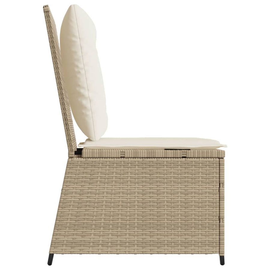 Tuinbank Verstelbaar Met Kussens Poly Rattan 1 beige en crèmekleurig