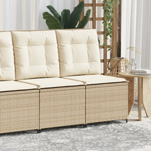 Tuinbank Verstelbaar Met Kussens Poly Rattan 1 beige en crèmekleurig