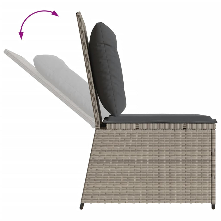 Tuinbank Verstelbaar Met Kussens Poly Rattan 1 Lichtgrijs