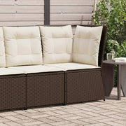 Garden Corner Sofa with Cushions Poly Rattan Brown