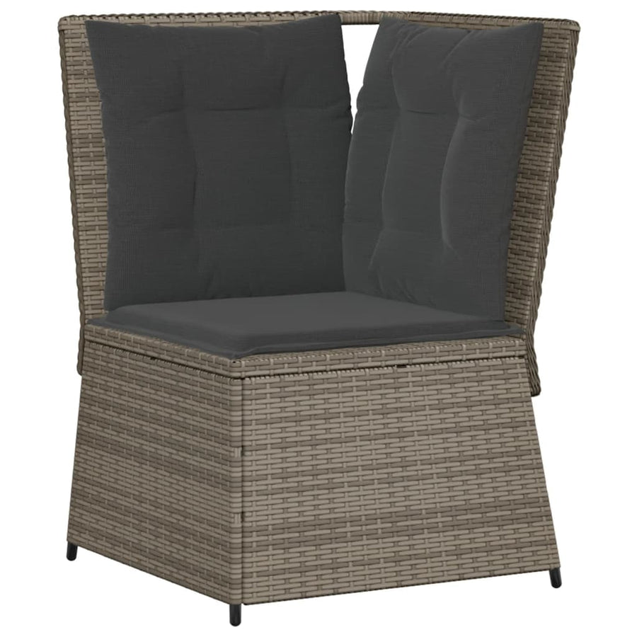Tuinhoekbank met kussens poly rattan grijs