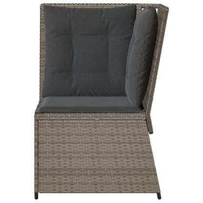 Tuinhoekbank met kussens poly rattan grijs
